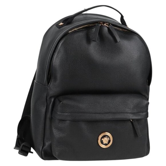 VERSACE Backpack Leather Black Gold Auth 118813M - Picture 4 of 15